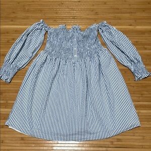 NWOT Ella Moon Blue Striped Off The Shoulder Dress